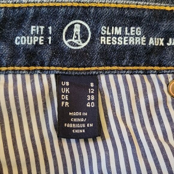 Lands' End Slim Leg Fit 1 Low-Rise Denim Blue Jeans Size 8 - Picture 5 of 7